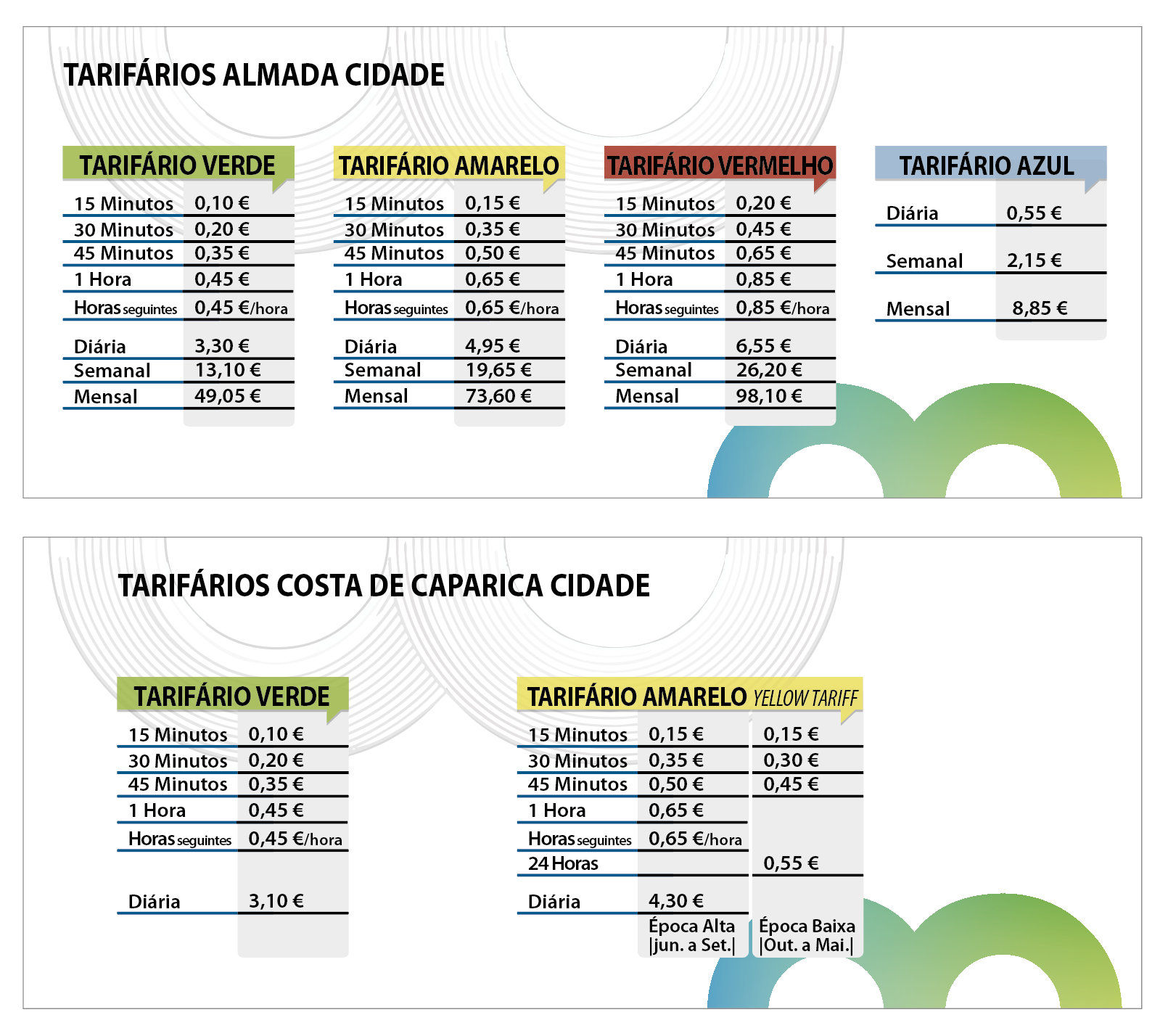 TarifParqAlmada e Costa